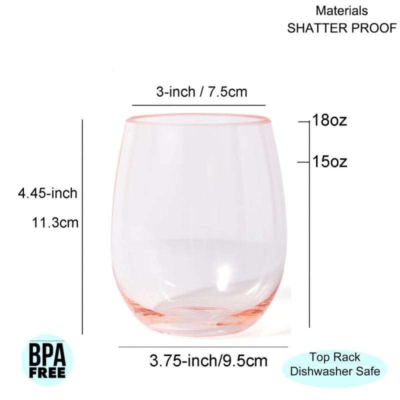 KX-WARE Unbreakable 18-ounce Acrylic Stemless Wine Glasses, Set of 4 Multicolor - Image 2